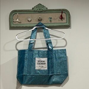 Opening Ceremony Shimmering Teal Tote should bag dead stock blue glitter new
